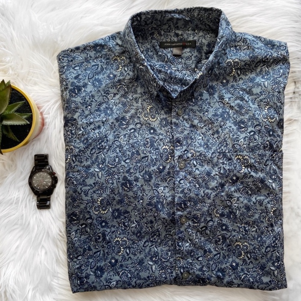 John Varvatos Floral Print Button Down Dress Shirt